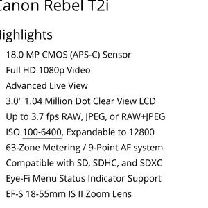 Canon Rebel T2i digital camera body and lens